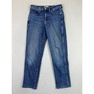 Madewell Stovepipe Jeans Womens 27 Blue High Rise Crop Straight Stretch Denim